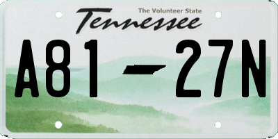 TN license plate A8127N