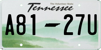 TN license plate A8127U