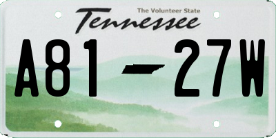 TN license plate A8127W