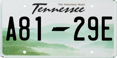 TN license plate A8129E