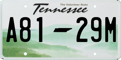 TN license plate A8129M
