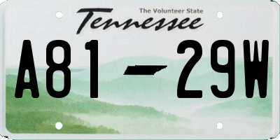 TN license plate A8129W
