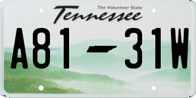 TN license plate A8131W