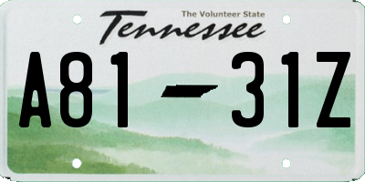 TN license plate A8131Z