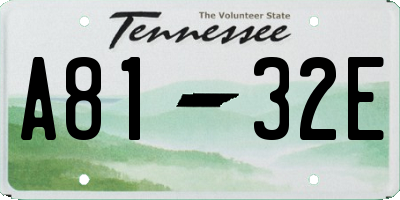 TN license plate A8132E