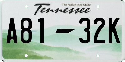 TN license plate A8132K