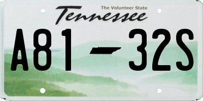 TN license plate A8132S