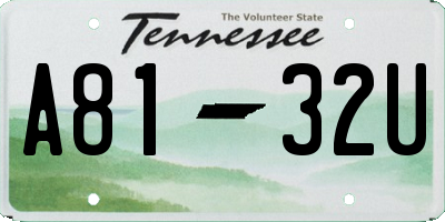 TN license plate A8132U