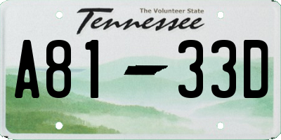 TN license plate A8133D