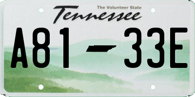 TN license plate A8133E