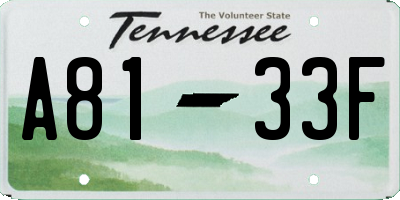 TN license plate A8133F