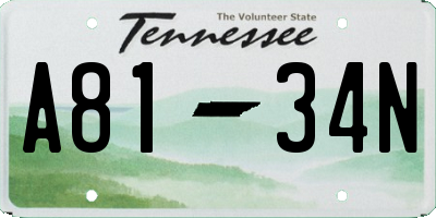 TN license plate A8134N
