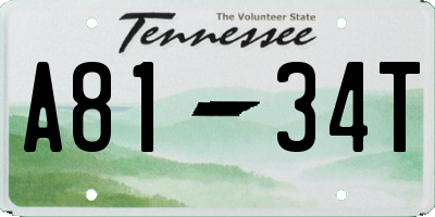 TN license plate A8134T