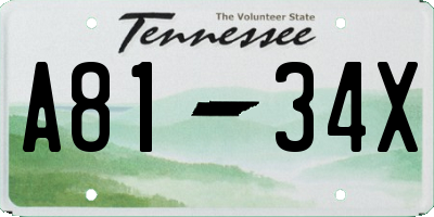 TN license plate A8134X