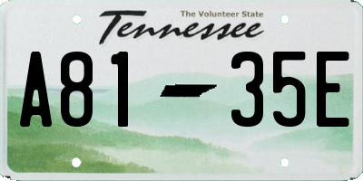 TN license plate A8135E