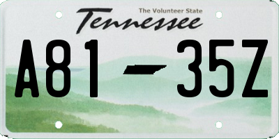 TN license plate A8135Z