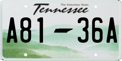 TN license plate A8136A