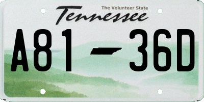 TN license plate A8136D