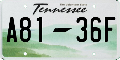 TN license plate A8136F