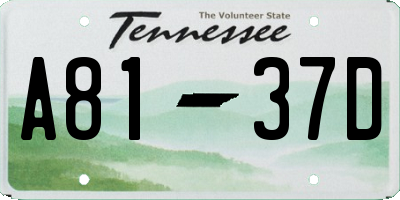 TN license plate A8137D