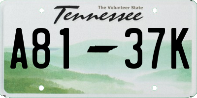 TN license plate A8137K