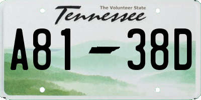 TN license plate A8138D