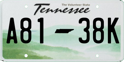 TN license plate A8138K