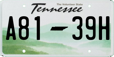 TN license plate A8139H