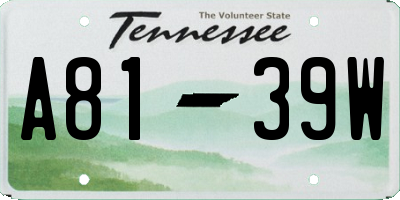 TN license plate A8139W