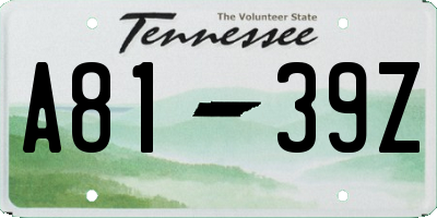 TN license plate A8139Z