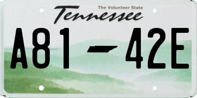 TN license plate A8142E