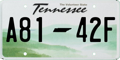 TN license plate A8142F