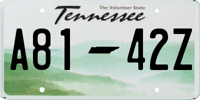TN license plate A8142Z