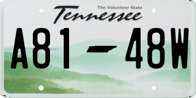 TN license plate A8148W