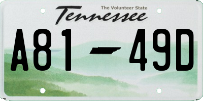 TN license plate A8149D