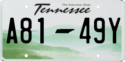 TN license plate A8149Y