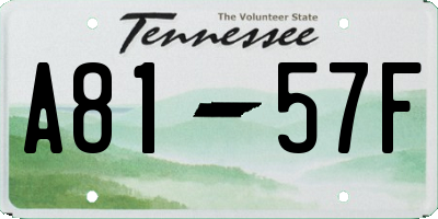 TN license plate A8157F