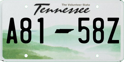 TN license plate A8158Z