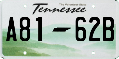 TN license plate A8162B
