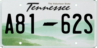 TN license plate A8162S