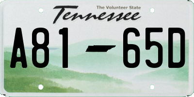 TN license plate A8165D