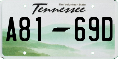TN license plate A8169D