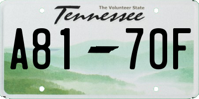 TN license plate A8170F