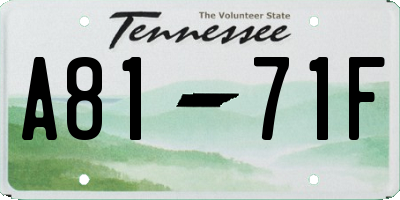 TN license plate A8171F