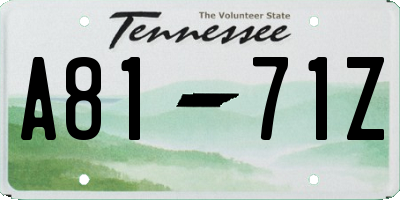 TN license plate A8171Z