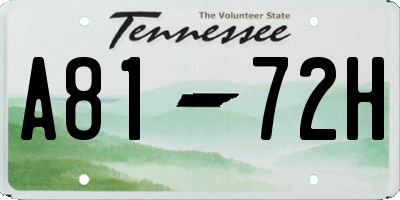 TN license plate A8172H