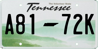 TN license plate A8172K