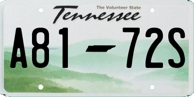 TN license plate A8172S