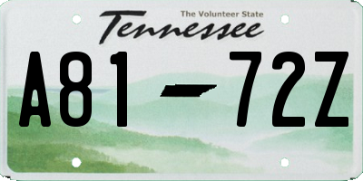 TN license plate A8172Z