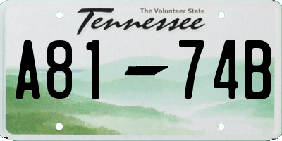 TN license plate A8174B